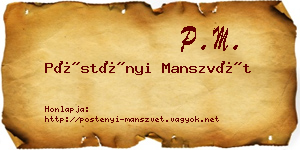 Pöstényi Manszvét névjegykártya
